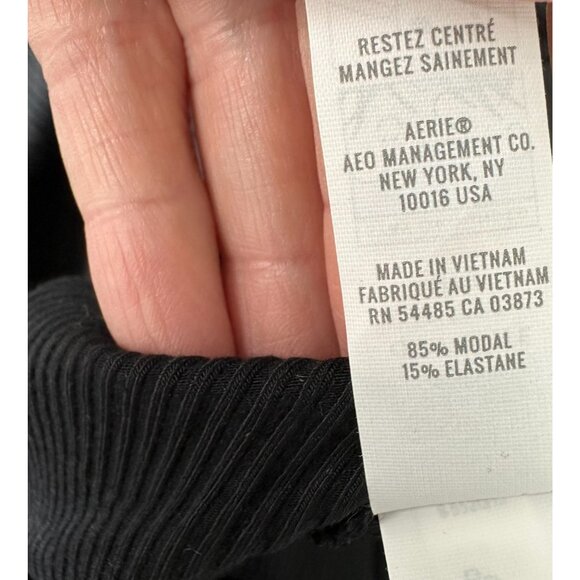 Aerie Offline Thumbs Up Heavyweight Ribbed Knit Wide Leg Pants Size M Black - Picture 5 of 10